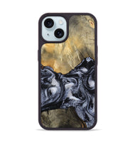 iPhone 15 Wood Phone Case - Andria (Black & White, 800558)