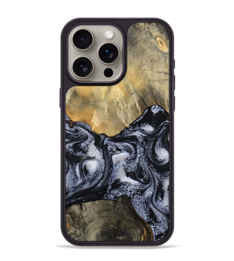 iPhone 15 Pro Max Wood Phone Case - Andria (Black & White, 800558)