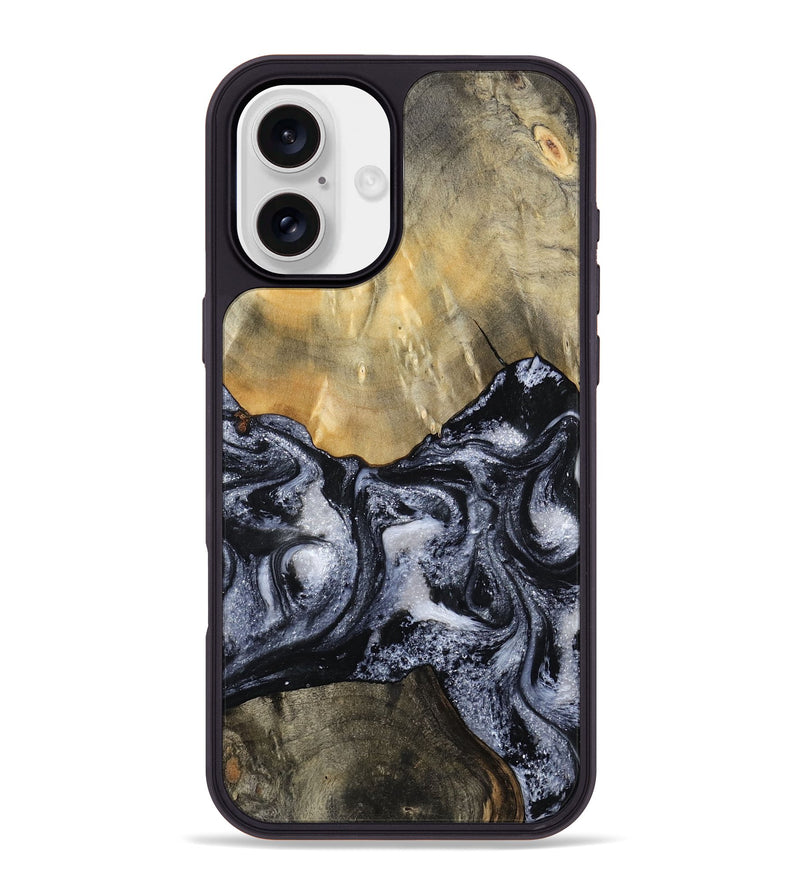 iPhone 16 Plus Wood Phone Case - Andria (Black & White, 800558)