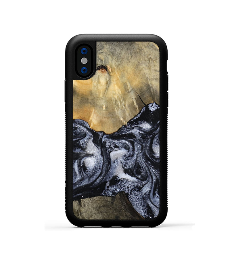 iPhone Xs Wood Phone Case - Andria (Black & White, 800558)