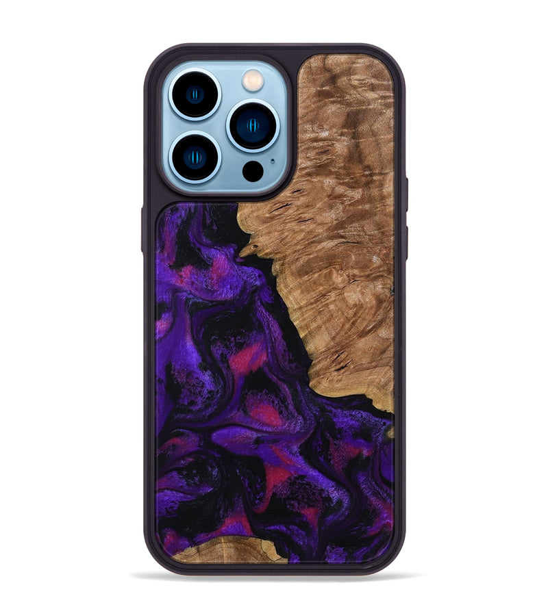iPhone 14 Pro Max Wood Phone Case - Leandra (Purple, 800638)