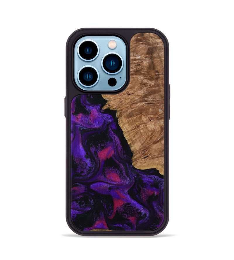 iPhone 14 Pro Wood Phone Case - Leandra (Purple, 800638)