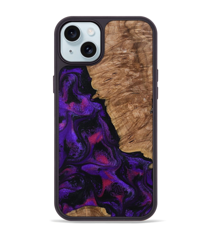 iPhone 15 Plus Wood Phone Case - Leandra (Purple, 800638)