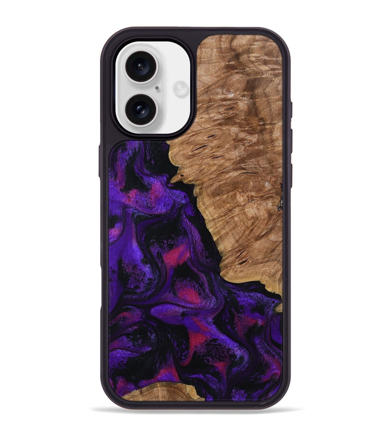 iPhone 16 Plus Wood Phone Case - Leandra (Purple, 800638)