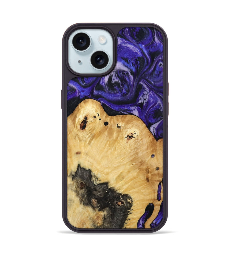 iPhone 15 Wood Phone Case - Cillian (Purple, 800639)
