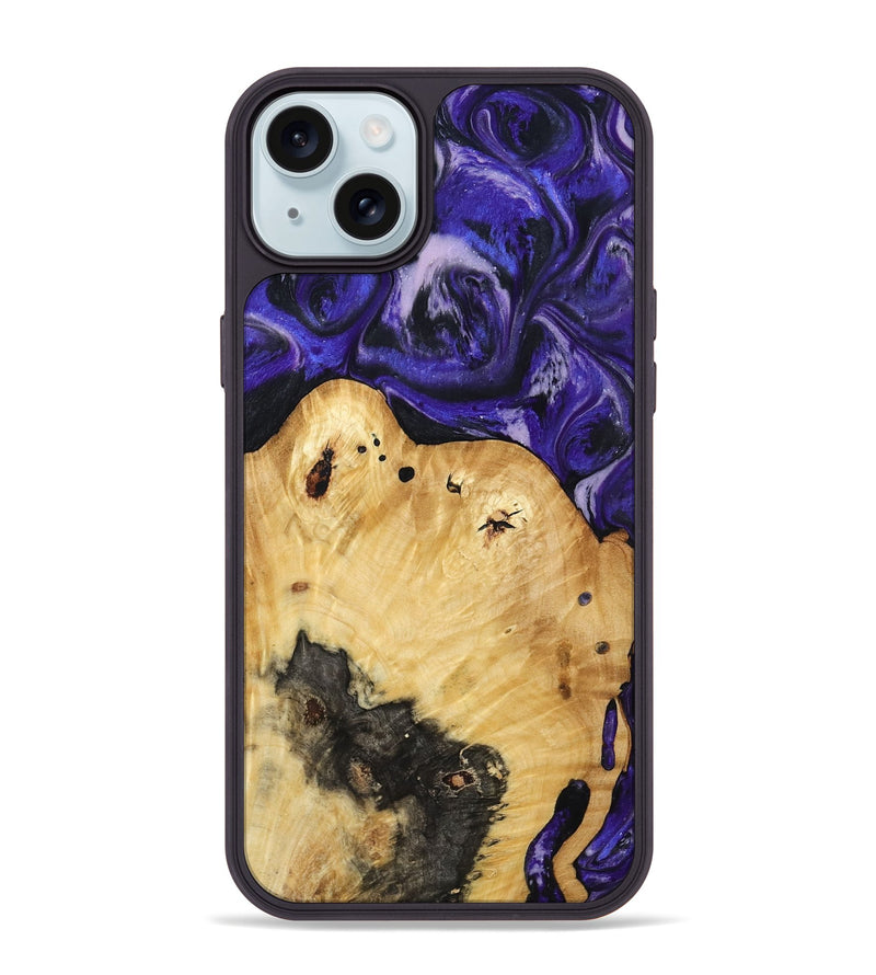 iPhone 15 Plus Wood Phone Case - Cillian (Purple, 800639)