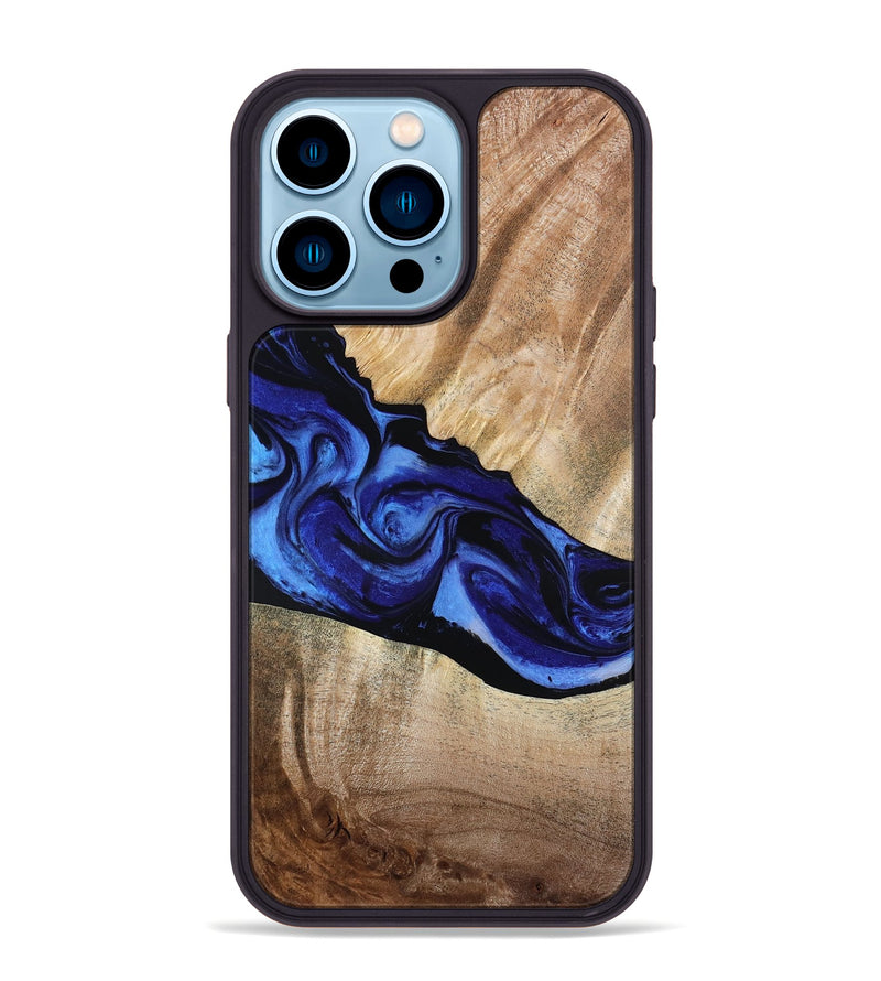 iPhone 14 Pro Max Wood Phone Case - Lura (Blue, 800647)