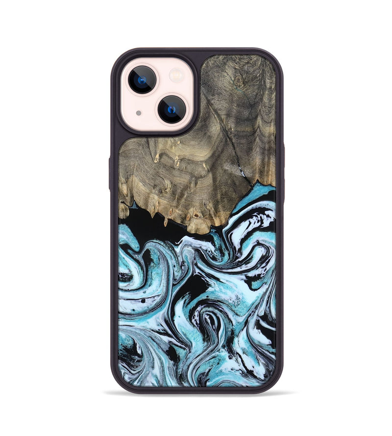 iPhone 14 Wood Phone Case - Aviana (Blue, 800649)
