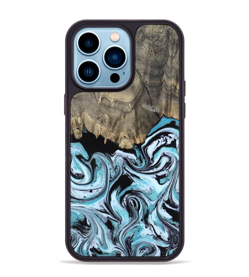 iPhone 14 Pro Max Wood Phone Case - Aviana (Blue, 800649)