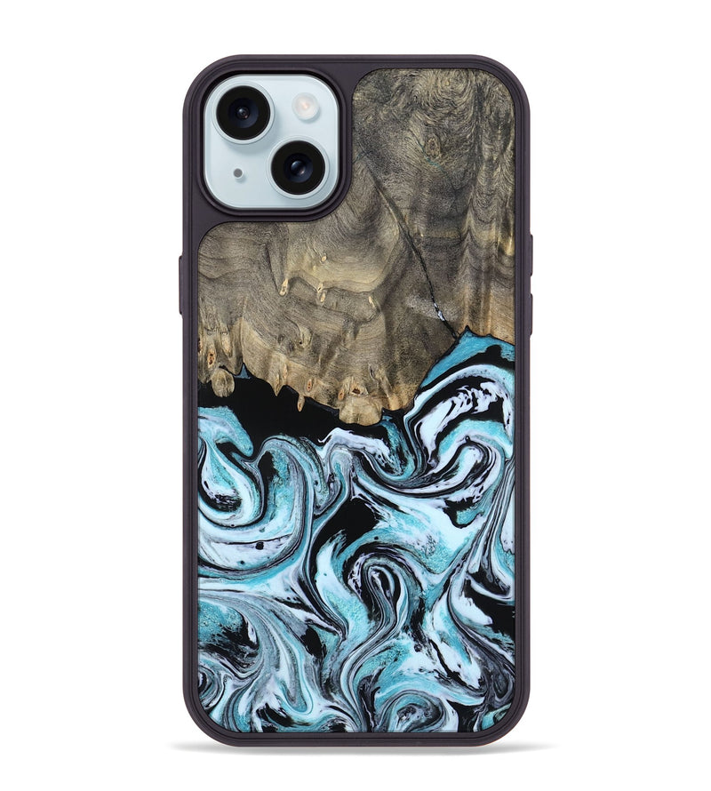 iPhone 15 Plus Wood Phone Case - Aviana (Blue, 800649)