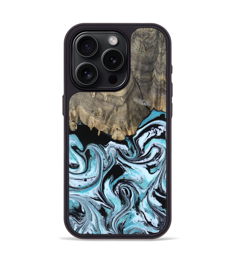 iPhone 15 Pro Wood Phone Case - Aviana (Blue, 800649)