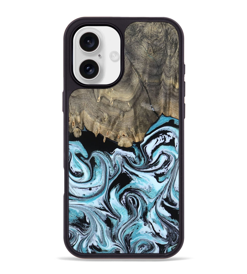 iPhone 16 Plus Wood Phone Case - Aviana (Blue, 800649)