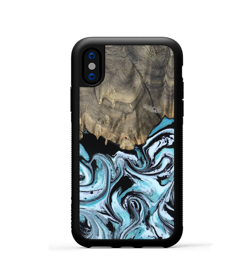 iPhone Xs Wood Phone Case - Aviana (Blue, 800649)