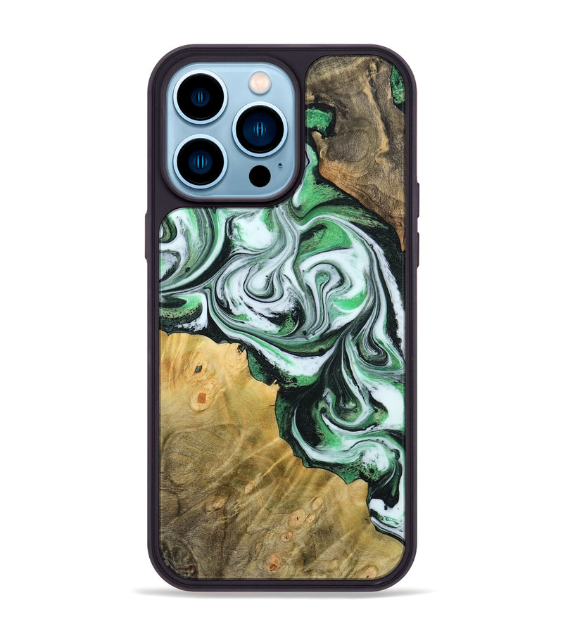 iPhone 14 Pro Max Wood Phone Case - Jaclyn (Green, 800662)