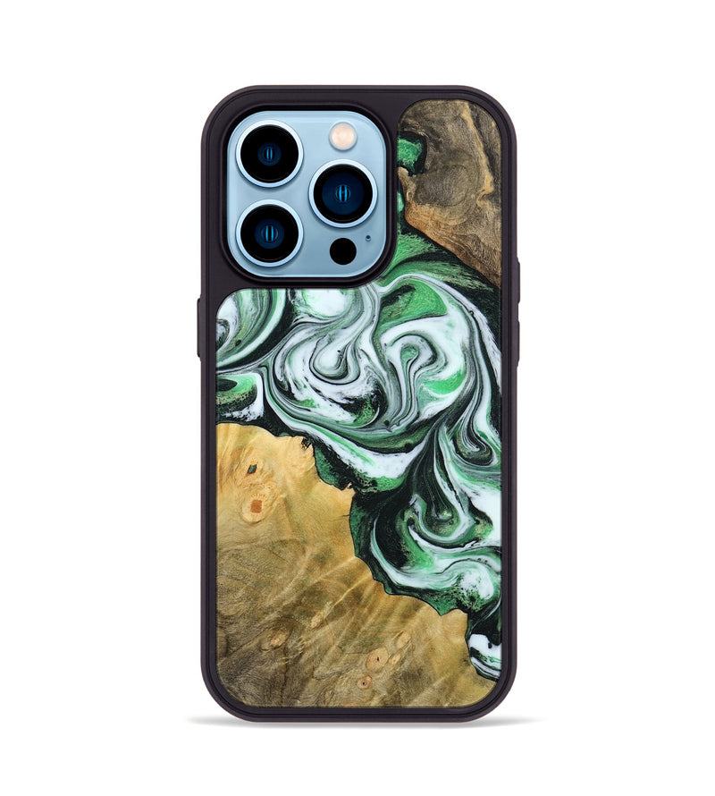 iPhone 14 Pro Wood Phone Case - Jaclyn (Green, 800662)