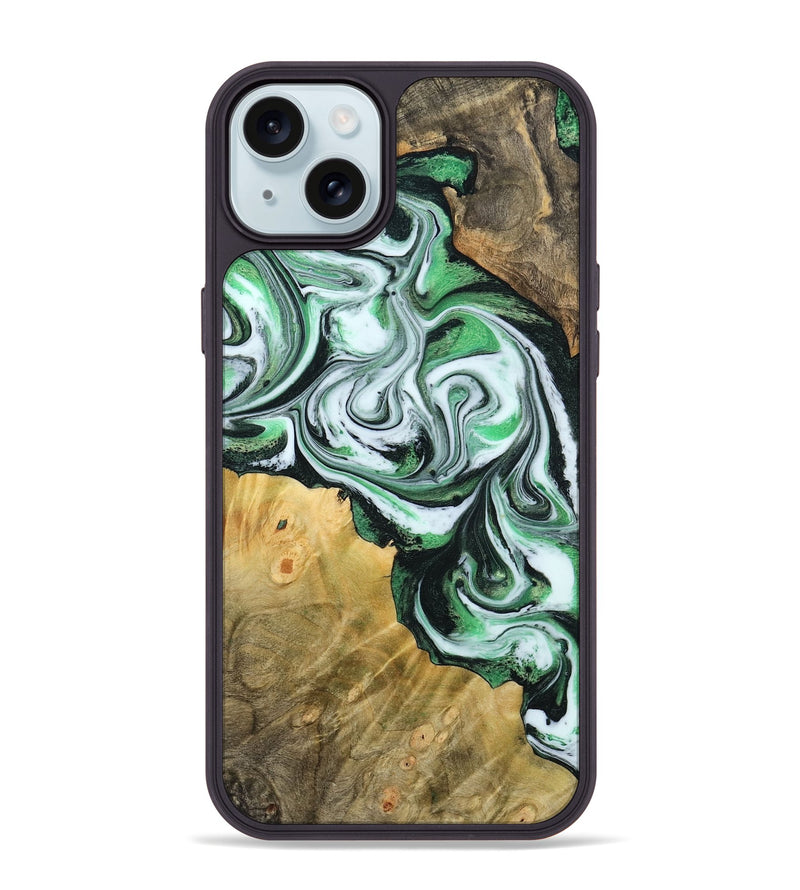 iPhone 15 Plus Wood Phone Case - Jaclyn (Green, 800662)
