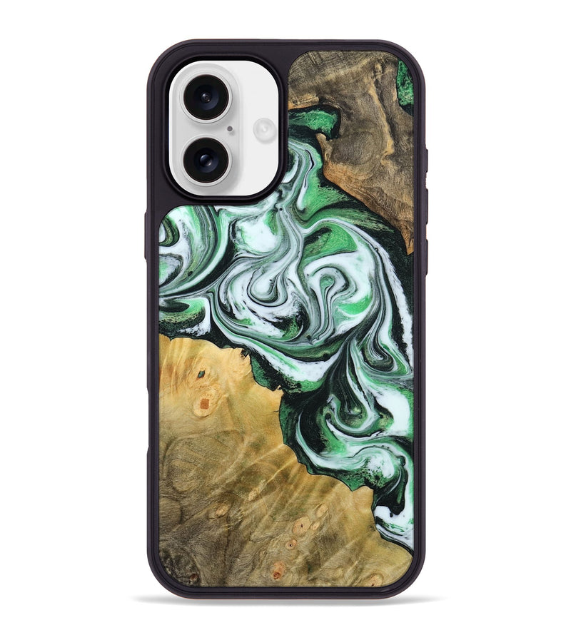 iPhone 16 Plus Wood Phone Case - Jaclyn (Green, 800662)