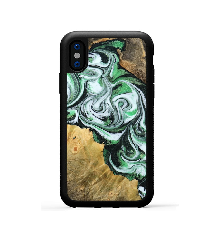 iPhone Xs Wood Phone Case - Jaclyn (Green, 800662)