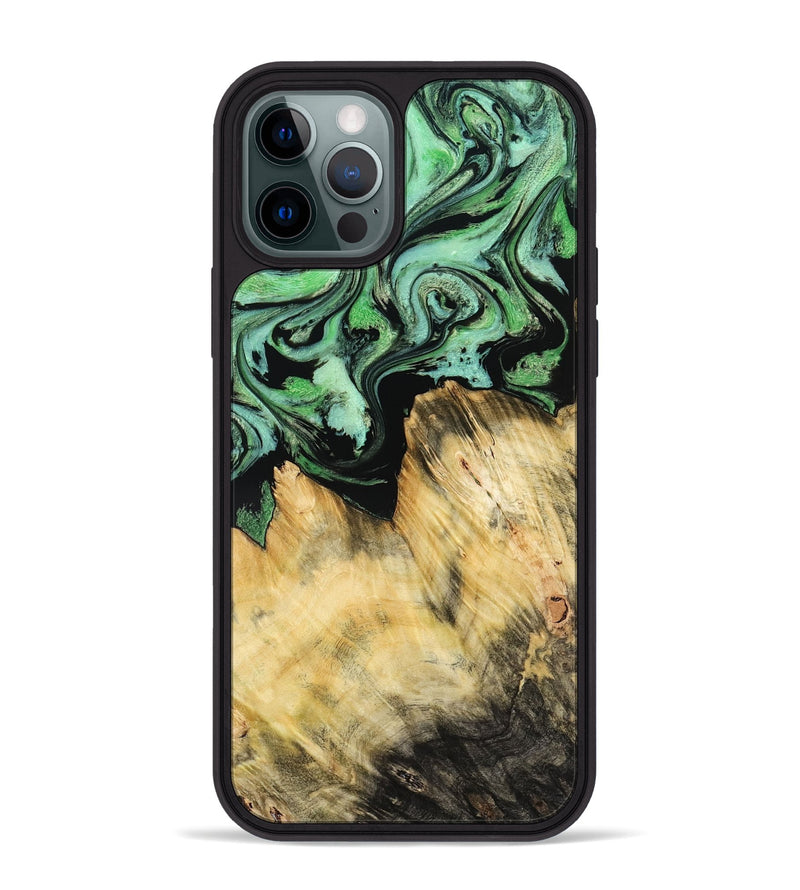 iPhone 12 Pro Max Wood Phone Case - Camila (Green, 800663)