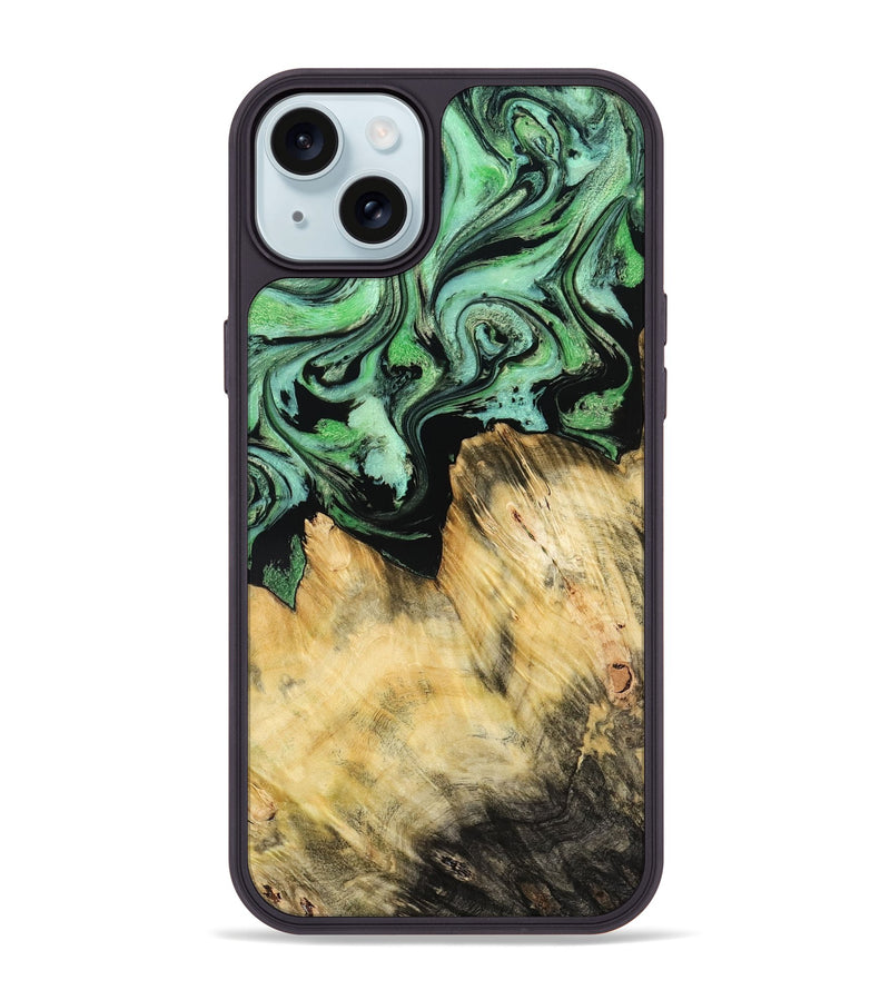 iPhone 15 Plus Wood Phone Case - Camila (Green, 800663)
