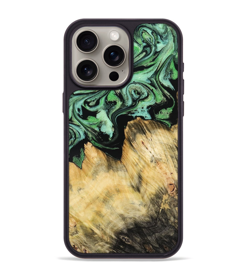 iPhone 15 Pro Max Wood Phone Case - Camila (Green, 800663)