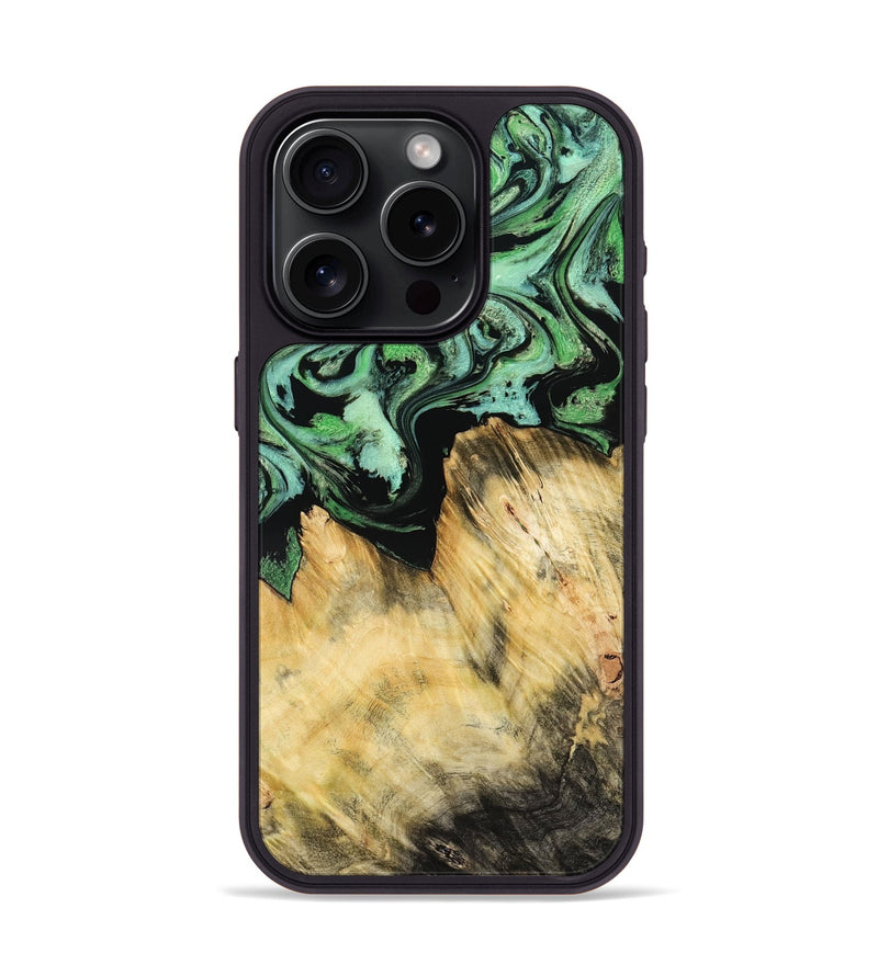 iPhone 15 Pro Wood Phone Case - Camila (Green, 800663)