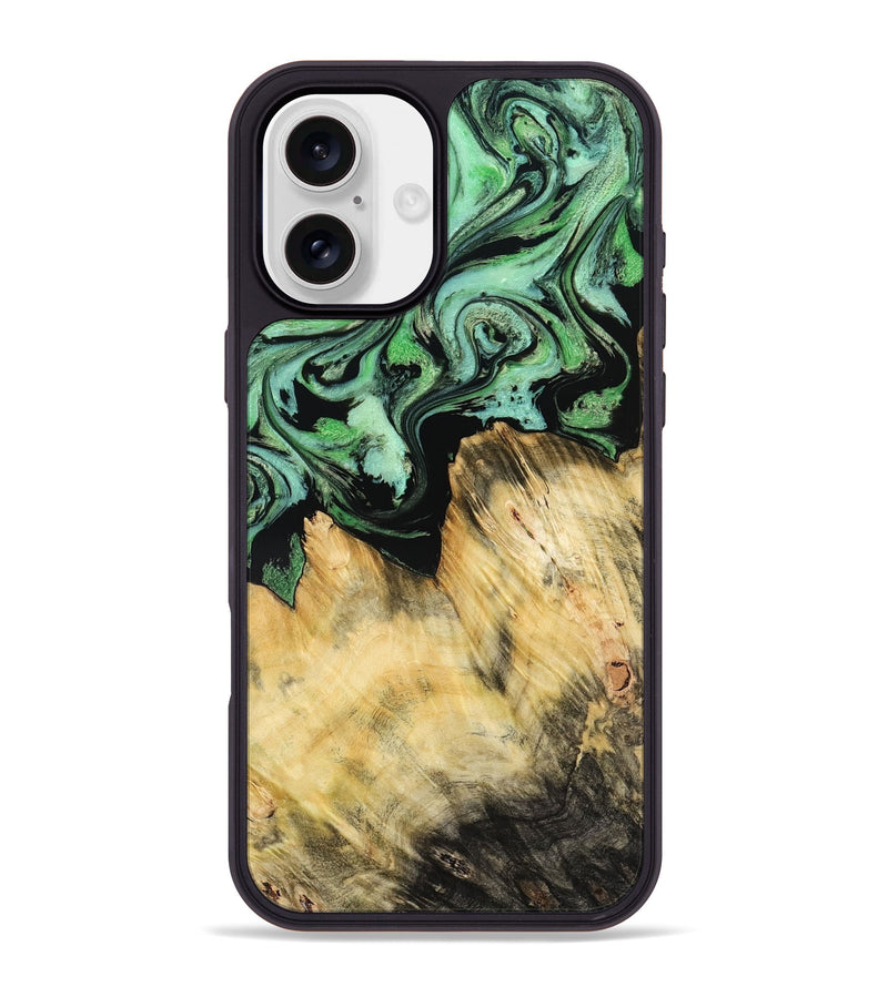 iPhone 16 Plus Wood Phone Case - Camila (Green, 800663)