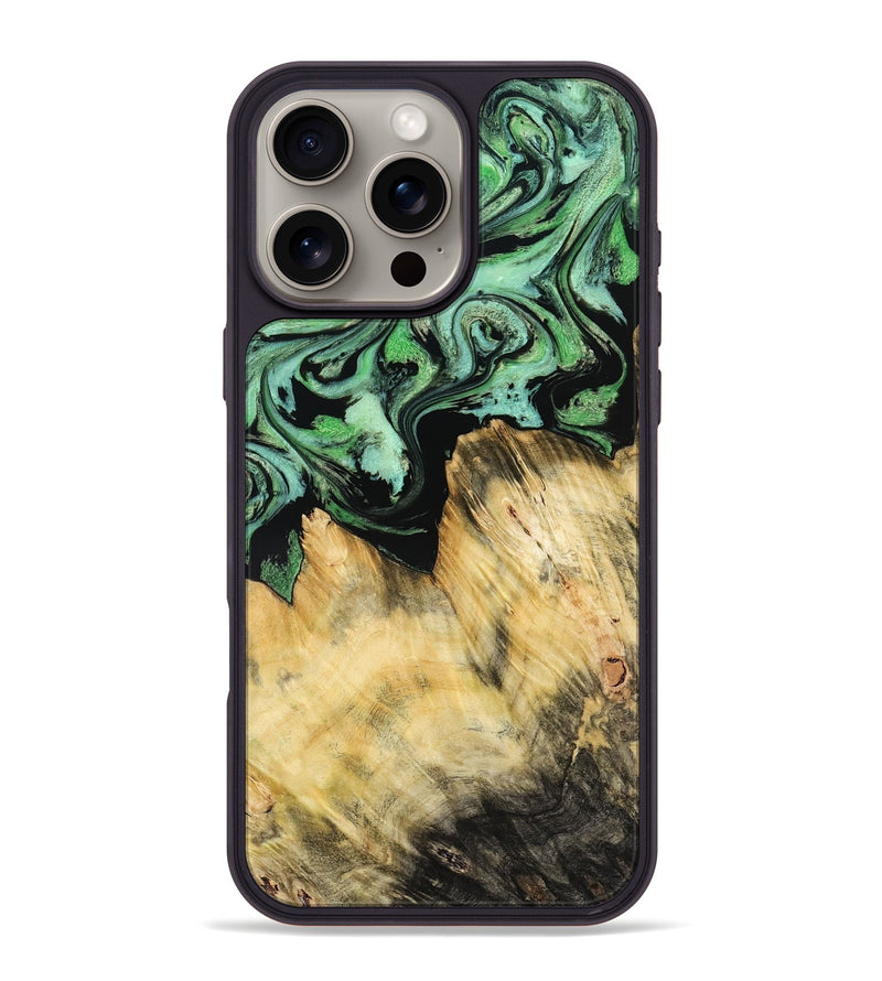 iPhone 16 Pro Max Wood Phone Case - Camila (Green, 800663)
