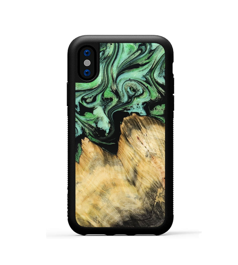 iPhone Xs Wood Phone Case - Camila (Green, 800663)