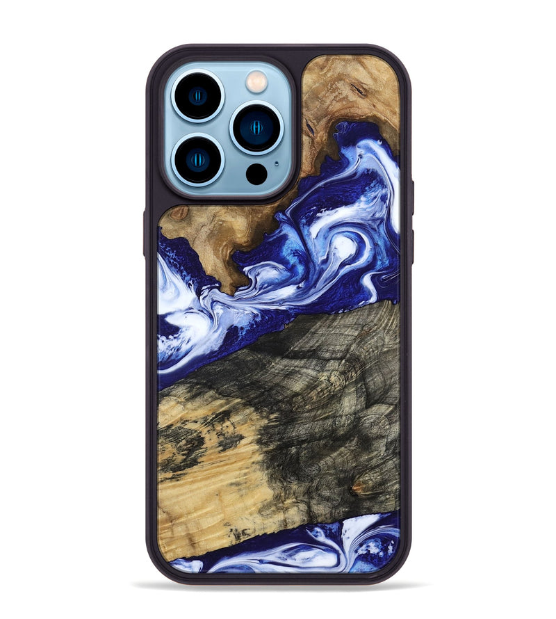 iPhone 14 Pro Max Wood Phone Case - Maxwell (Blue, 800664)