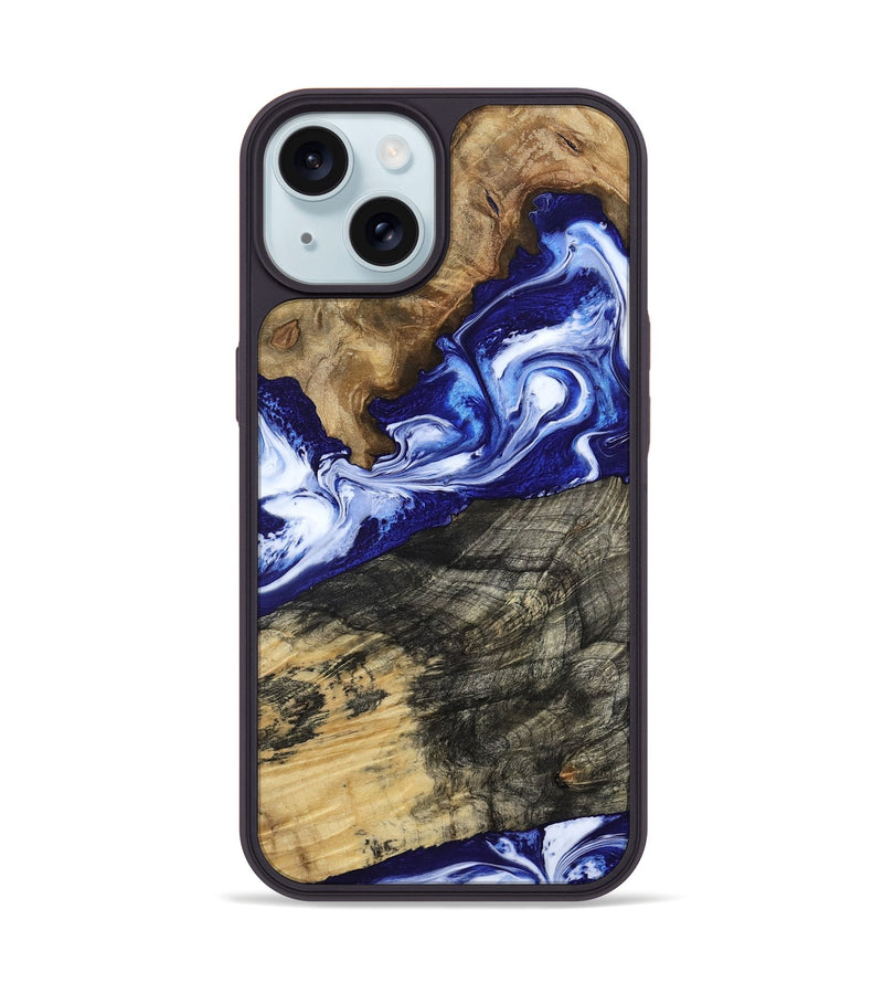 iPhone 15 Wood Phone Case - Maxwell (Blue, 800664)