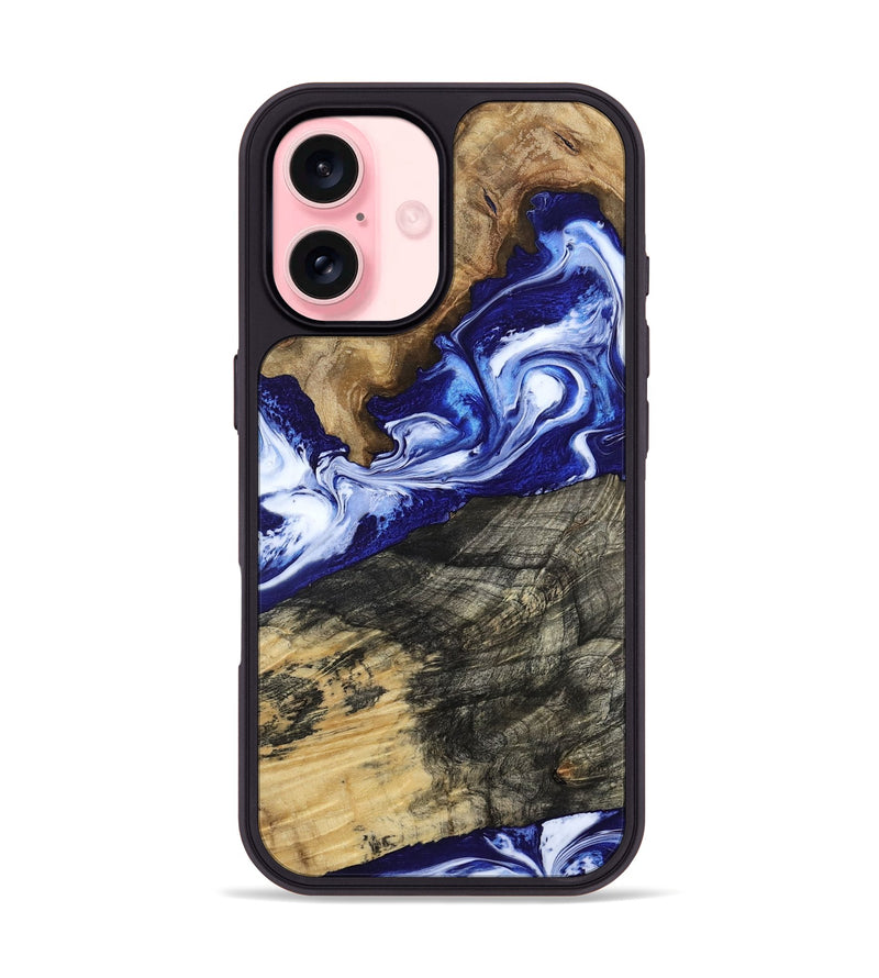 iPhone 16 Wood Phone Case - Maxwell (Blue, 800664)