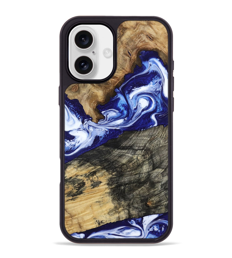 iPhone 16 Plus Wood Phone Case - Maxwell (Blue, 800664)