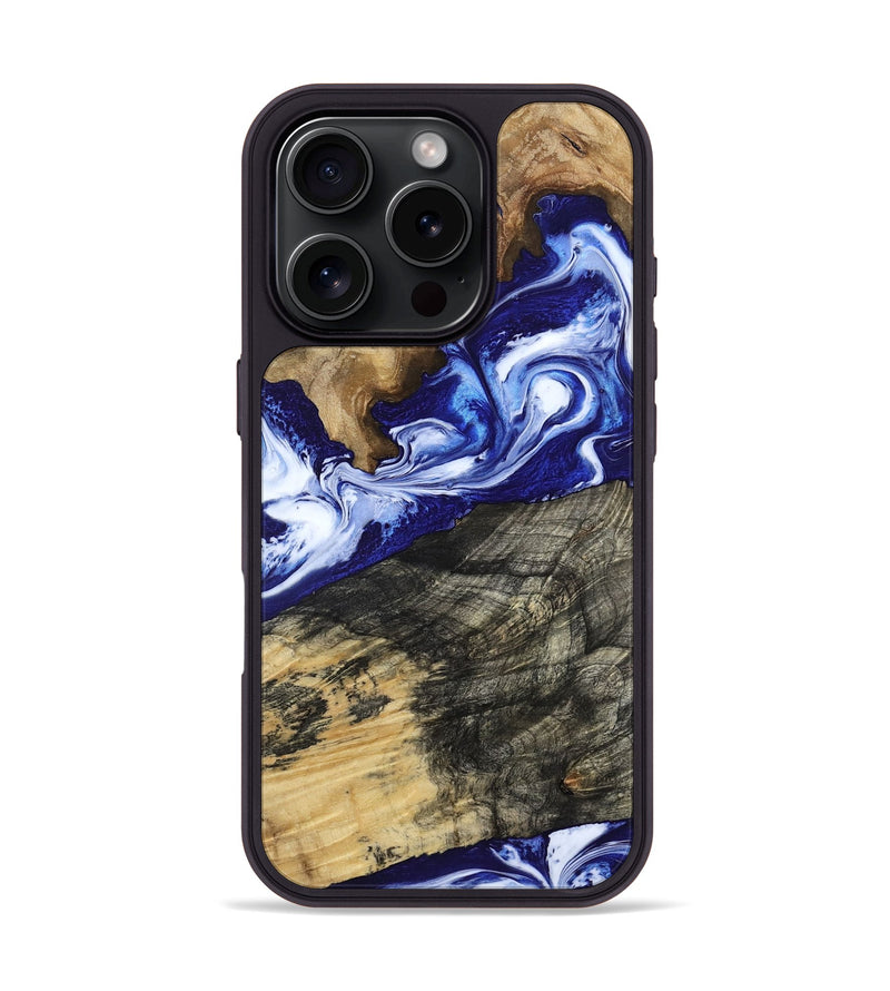 iPhone 16 Pro Wood Phone Case - Maxwell (Blue, 800664)