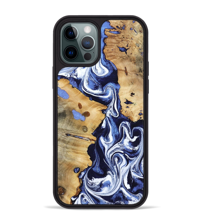 iPhone 12 Pro Max Wood Phone Case - Zona (Blue, 800667)