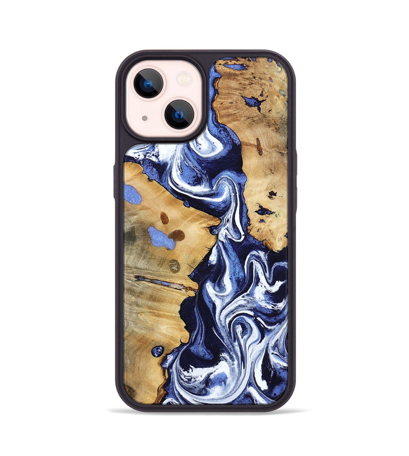 iPhone 14 Wood Phone Case - Zona (Blue, 800667)