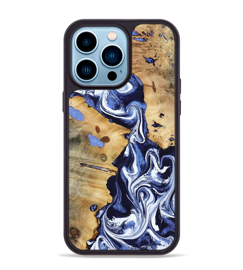 iPhone 14 Pro Max Wood Phone Case - Zona (Blue, 800667)