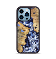 iPhone 14 Pro Wood Phone Case - Zona (Blue, 800667)