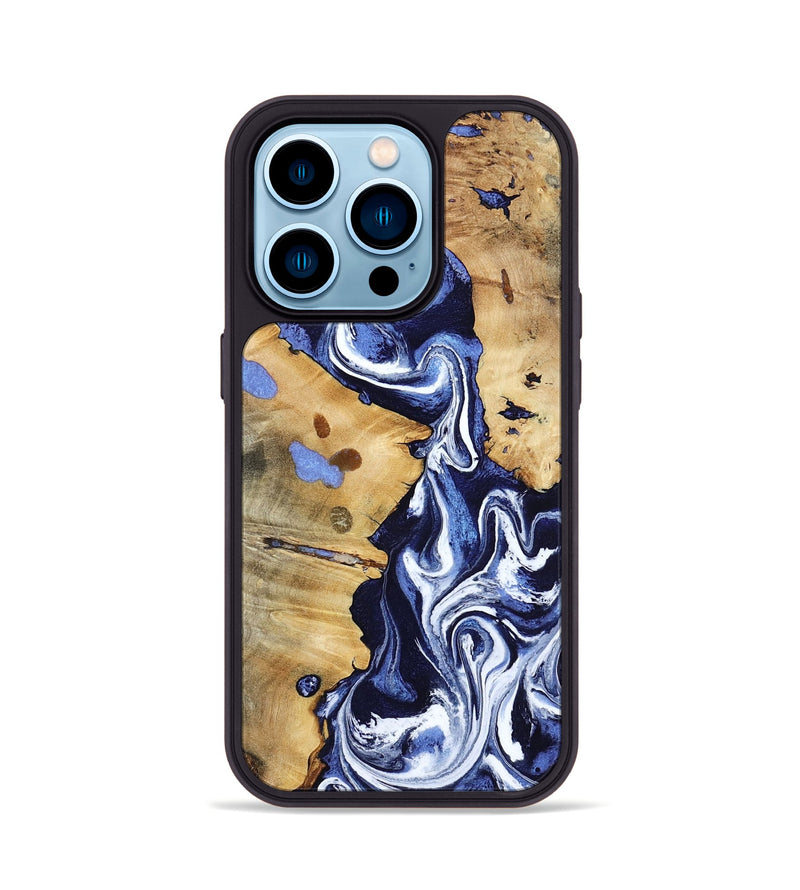 iPhone 14 Pro Wood Phone Case - Zona (Blue, 800667)