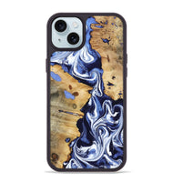 iPhone 15 Plus Wood Phone Case - Zona (Blue, 800667)