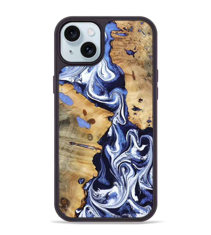 iPhone 15 Plus Wood Phone Case - Zona (Blue, 800667)