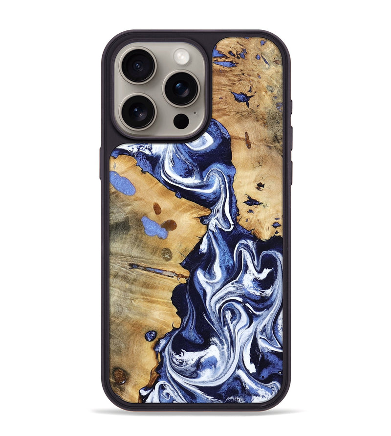 iPhone 15 Pro Max Wood Phone Case - Zona (Blue, 800667)