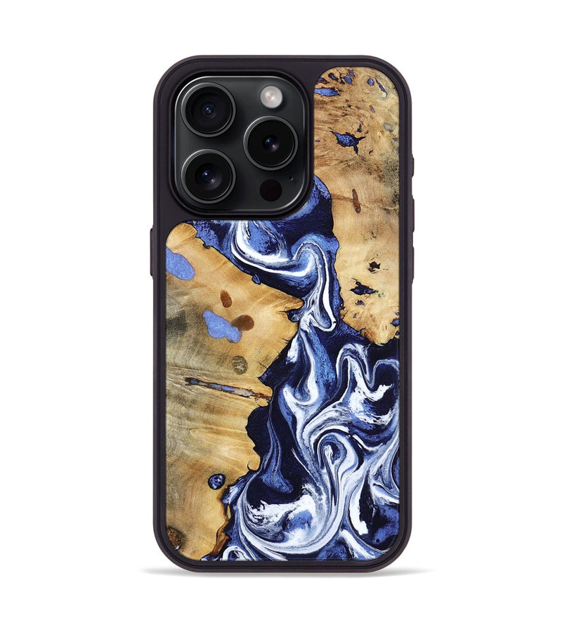iPhone 15 Pro Wood Phone Case - Zona (Blue, 800667)