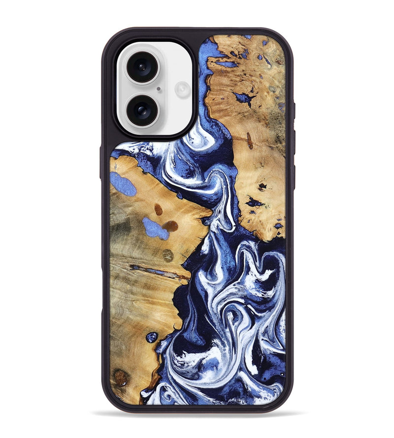 iPhone 16 Plus Wood Phone Case - Zona (Blue, 800667)