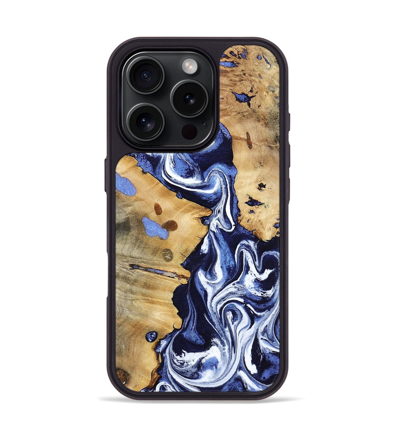 iPhone 16 Pro Wood Phone Case - Zona (Blue, 800667)