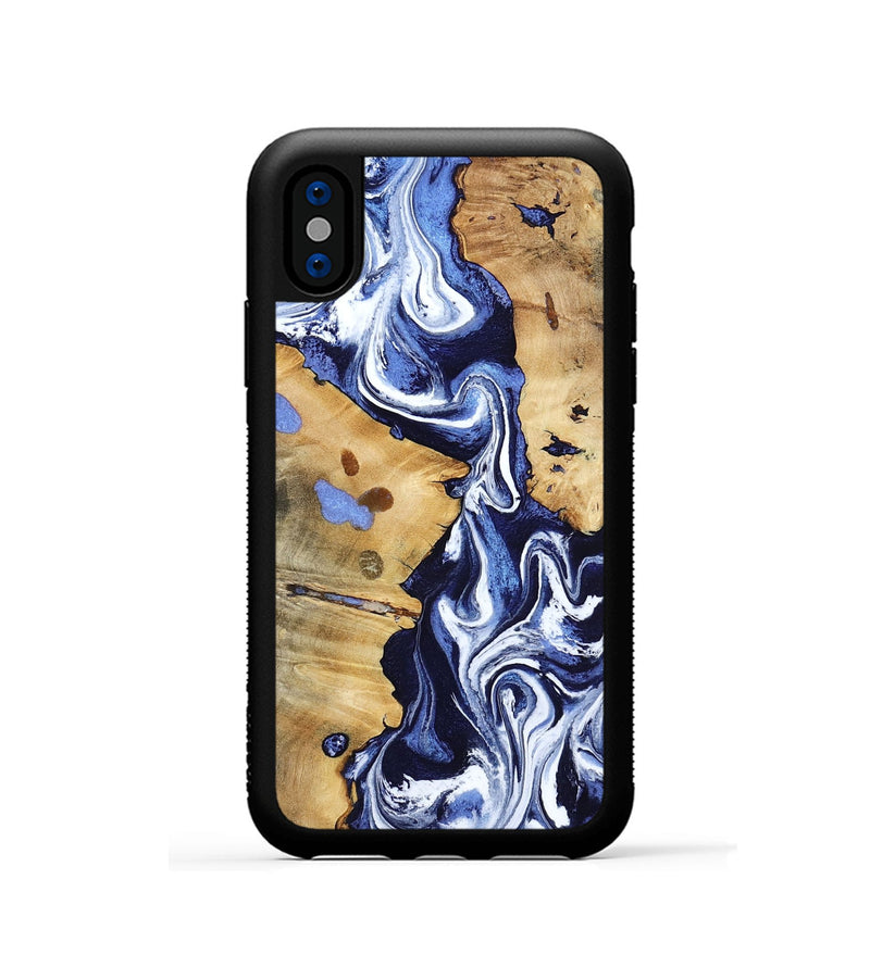iPhone Xs Wood Phone Case - Zona (Blue, 800667)