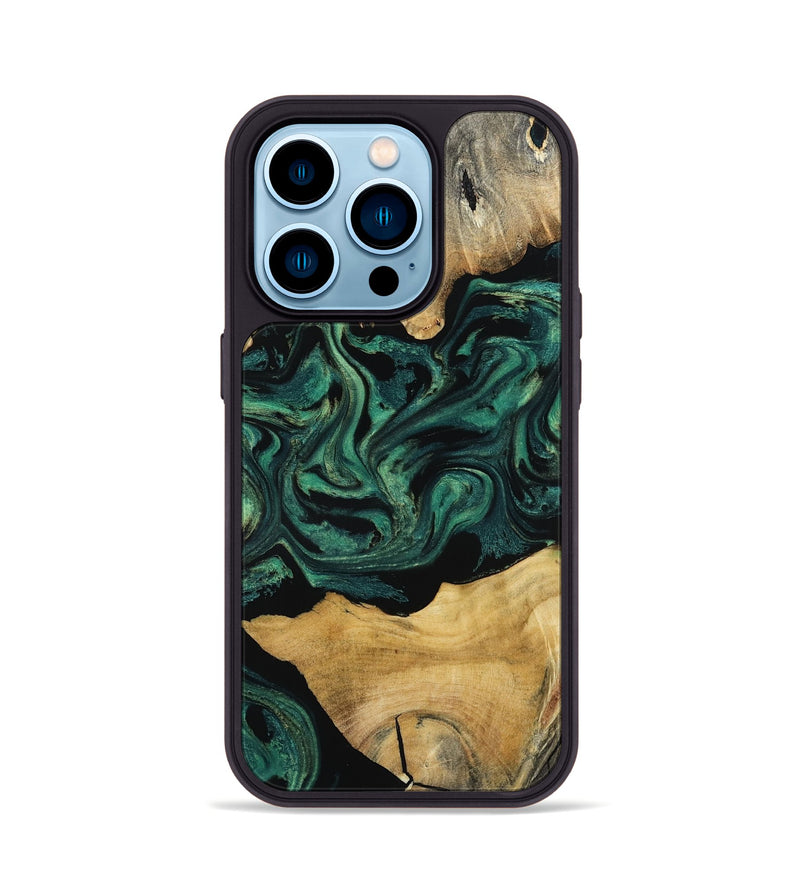 iPhone 14 Pro Wood Phone Case - Jammie (Green, 800668)