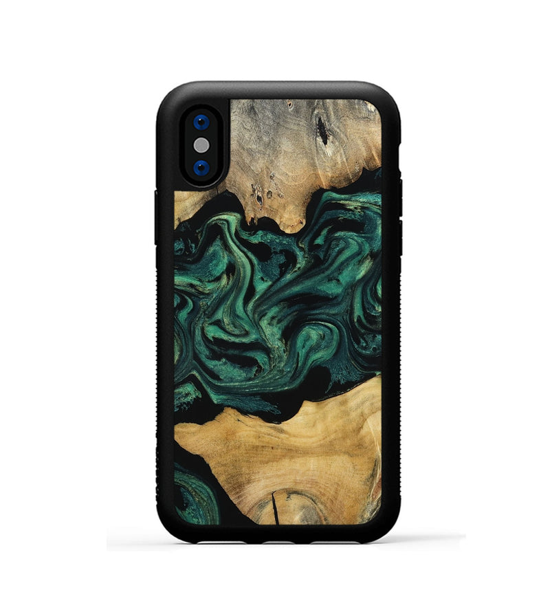 iPhone Xs Wood Phone Case - Jammie (Green, 800668)