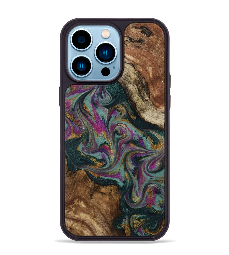 iPhone 14 Pro Max Wood Phone Case - Cori (Green, 800669)