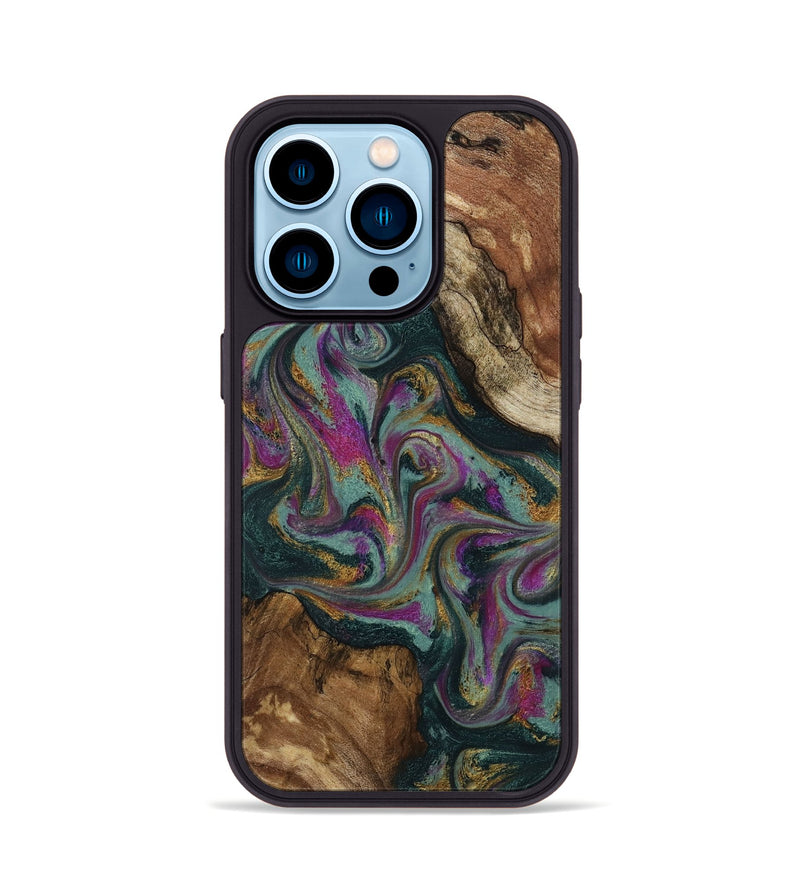 iPhone 14 Pro Wood Phone Case - Cori (Green, 800669)